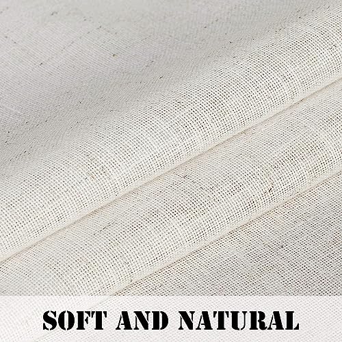 H.VERSAILTEX 2 Pack Ultra Luxurious Solid High Woven Linen Elegant Curtains 7 Tab Top Breathable and Airy Drapes for Bedroom/Livingroom - 52 by 96 Inch, Set 2 Panels, Natural
