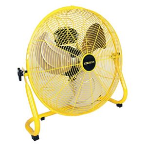 stanley 20" industrial high velocity floor fan with 3 speed settings. use for shop, garage or warehouse. all metal construction (st-20f)