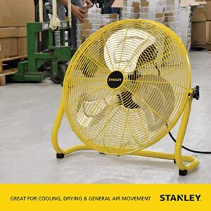 Stanley 20" Industrial High Velocity Floor Fan with 3 Speed Settings. Use for Shop, Garage or Warehouse. All Metal Construction (ST-20F)