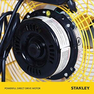 Stanley 20" Industrial High Velocity Floor Fan with 3 Speed Settings. Use for Shop, Garage or Warehouse. All Metal Construction (ST-20F)