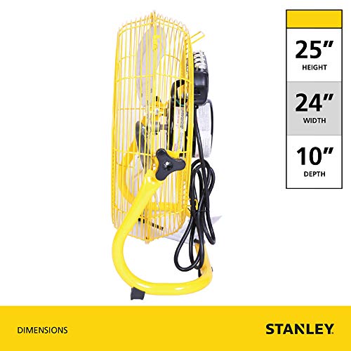 Stanley 20" Industrial High Velocity Floor Fan with 3 Speed Settings. Use for Shop, Garage or Warehouse. All Metal Construction (ST-20F)