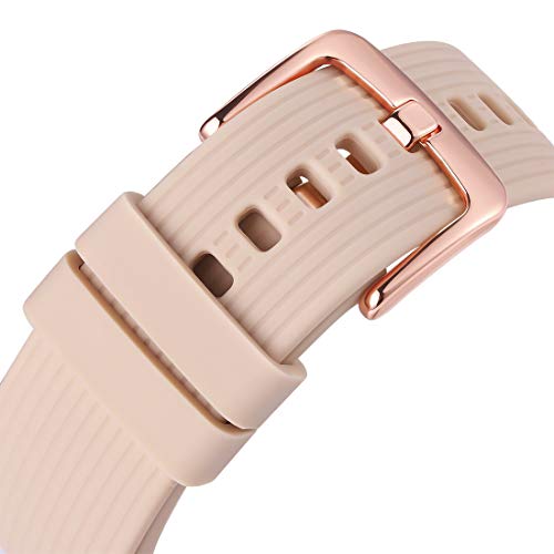 TECKMICO Galaxy Watch Bands,20mm Silicone Replacement Bands Compatible for Samsung Galaxy Watch 42mm with Rose Gold Watch Buckle for Women Men Gift (Sand Pink, Rose Gold Buckle)