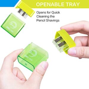 Deli Manual Dual Holes Pencil Sharpeners with Lid, Colored, for Kids & Adults, Random Color