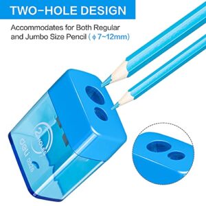 Deli Manual Dual Holes Pencil Sharpeners with Lid, Colored, for Kids & Adults, Random Color