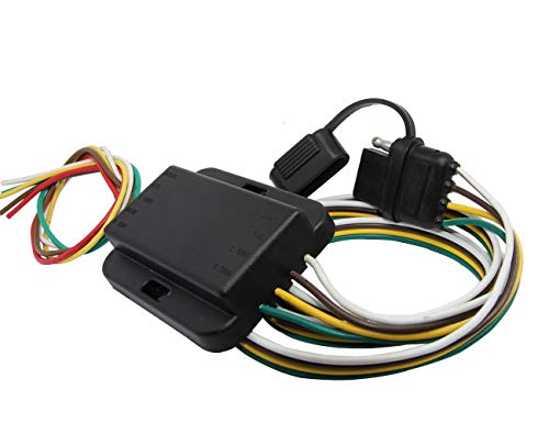 NEW SUN Non-Powered 3 Way to 2 Way Trailer Taillight Converter with Standard 4-Way Flat Wire Harness Connectors,Weatherproof