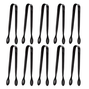 tougs ice sugar, stainless steel mini serving tongs appetizers tongs small kitchen tongs for tea party coffee bar kitchen,10 pack, black