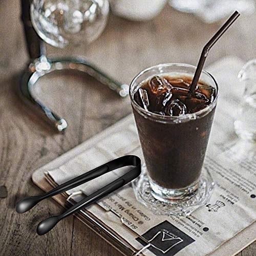 TOUGS Ice Sugar, Stainless Steel Mini Serving Tongs Appetizers Tongs Small Kitchen Tongs for Tea Party Coffee Bar Kitchen,10 Pack, Black