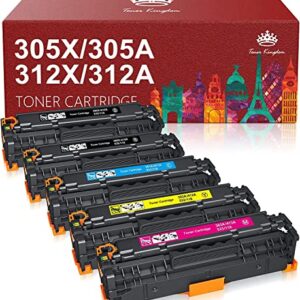 Toner Kingdom Remanufactured Toner Cartridge Replacement for HP 305 305A 305X 312 312A 312X 304A for HP Laserjet Pro 400 300 Color MFP M451dn M451nw M475dn M476nw M476dw M351A M375nw Printer (5 Pack)