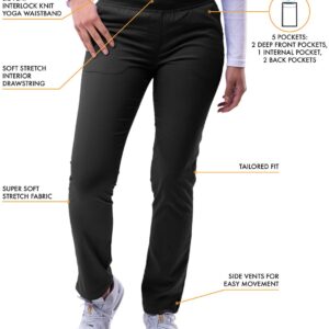 Adar Pro Scrubs for Women - Skinny Leg Yoga Scrub Pants - P7102 - Black - M