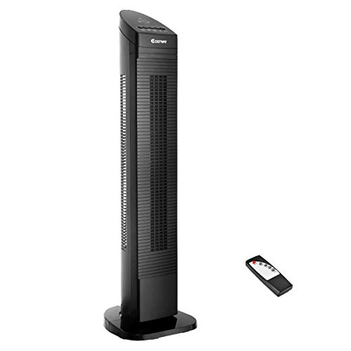 COSTWAY Tower Fan, 3-Speed Portable Oscillating Fan, Digital Control/w Remote Control, 9-Hour Timer, LCD Display, Oscillating Tower Fan (35-Inch)