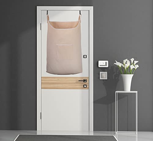 GORISEN Laundry Collector, Laundry Hamper, Door Hanging Laundry bag with hooks (Beige, 65Liters)