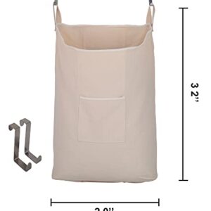 GORISEN Laundry Collector, Laundry Hamper, Door Hanging Laundry bag with hooks (Beige, 65Liters)