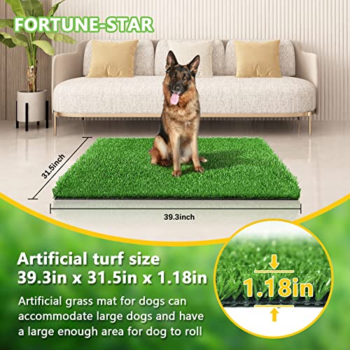 Fortune-star 39.3in X 31.5in Grass Pad for Dogs for Professional Potty Training, Reusable Artificial Grass for Dogs, Dog Grass with Drainage Holes, Turf Dog Potty for Indoor/Outdoor Easy to Clean