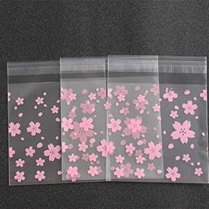 NF Orange 200 Pieces Self Adhesive Cookie Bags Candy Bags Party Favor Bags Treat Bags gift bag (Cherry blossoms)