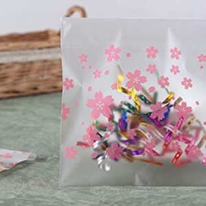 NF Orange 200 Pieces Self Adhesive Cookie Bags Candy Bags Party Favor Bags Treat Bags gift bag (Cherry blossoms)