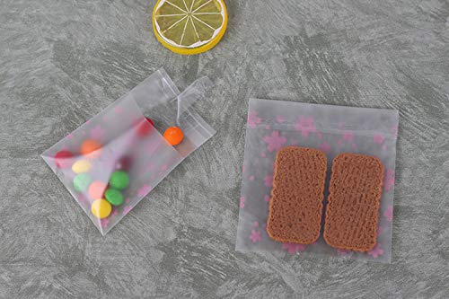 NF Orange 200 Pieces Self Adhesive Cookie Bags Candy Bags Party Favor Bags Treat Bags gift bag (Cherry blossoms)