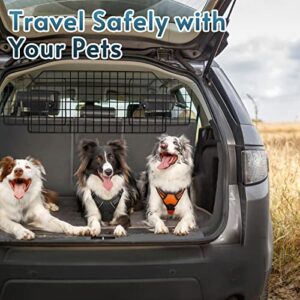 rabbitgoo Dog Car Barrier for SUVs, Large Pet Car Gate Divider Cargo Area, Adjustable Pet SUV Barriers Universal-Fit, Heavy-Duty Wire Mesh Dog Car Guard,Van Vehicles Dogs Car Accessories Safety Travel