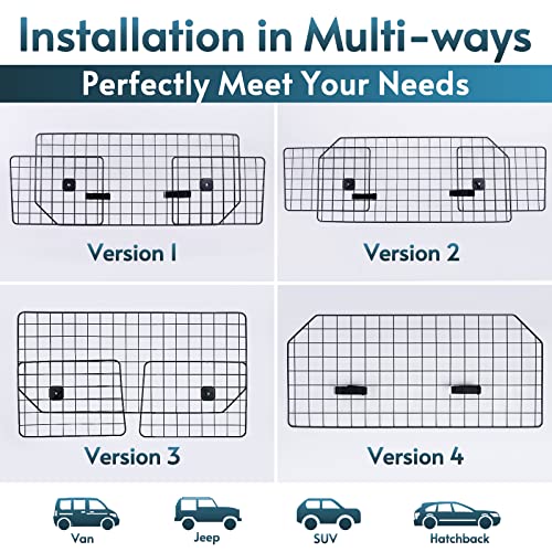 rabbitgoo Dog Car Barrier for SUVs, Large Pet Car Gate Divider Cargo Area, Adjustable Pet SUV Barriers Universal-Fit, Heavy-Duty Wire Mesh Dog Car Guard,Van Vehicles Dogs Car Accessories Safety Travel