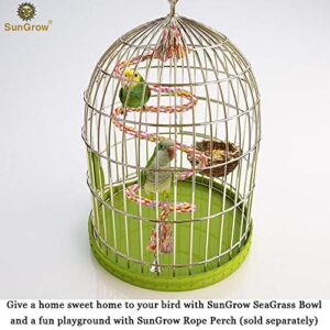 SunGrow Seagrass Bird Nest, Attachable to Cage, 2 Metal Hooks Included, for Canaries, Budgies or Finches