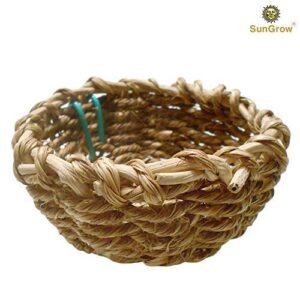 SunGrow Seagrass Bird Nest, Attachable to Cage, 2 Metal Hooks Included, for Canaries, Budgies or Finches