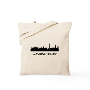 cafepress washington dc cityscape skyline tote bag natural canvas tote bag, reusable shopping bag