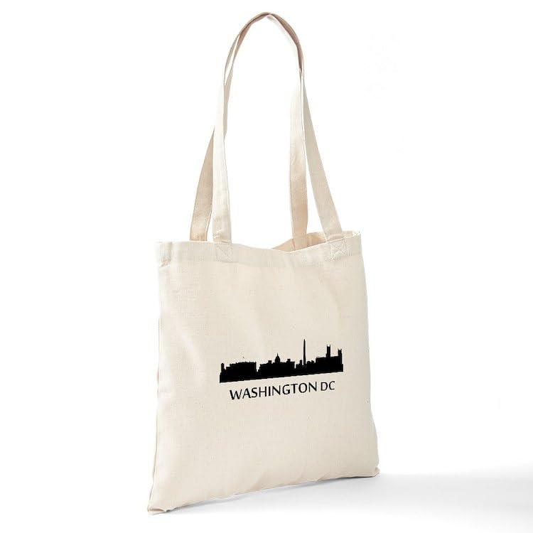 CafePress Washington DC Cityscape Skyline Tote Bag Natural Canvas Tote Bag, Reusable Shopping Bag