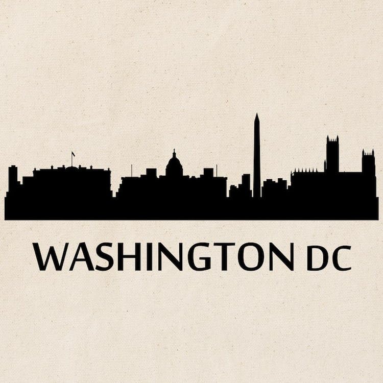 CafePress Washington DC Cityscape Skyline Tote Bag Natural Canvas Tote Bag, Reusable Shopping Bag