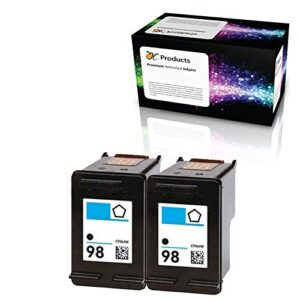 ocproducts refilled ink cartridge replacement for hp 98 for officejet 150 100 h470 photosmart d5160 c4180 2570 8030 8049 (2 black)