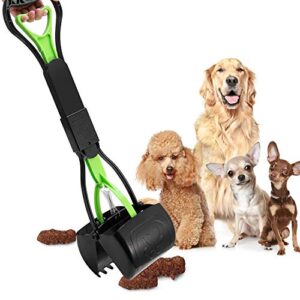 PPOGOO Non-Breakable Pet Pooper Scooper for Dogs and Cats with Long Handle High Strength Material and Durable Spring for Easy Grass and Gravel Pick Up