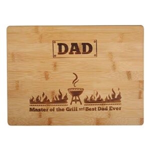 laser engraved cutting board master of the grill and best dad ever gift for father birthday gifts for dad cutting board gift rectangle bamboo cutting board（11.8x8.7x0.5 inch）