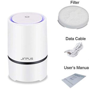 JINPUS Air Purifier Small Portable Air Cleaner for Bedroom with HEPA Filter, Upgraded Low Noise Home Air Purifiers GL-2103 (Powered by 4.9ft USB Cable, No Adapter)