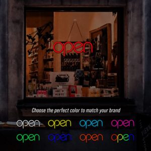 Flashing LED Neon Open Sign Light for Business with ON & Off Switch - Lightweight & Energy Efficient for Restaurants Offices Retail Shops Window Storefronts - Red