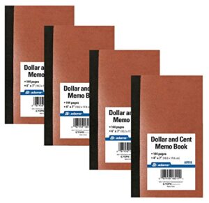 adams dollar and cent memo book, 7 x 4 inches, 144 pages (afr18), pack of 4