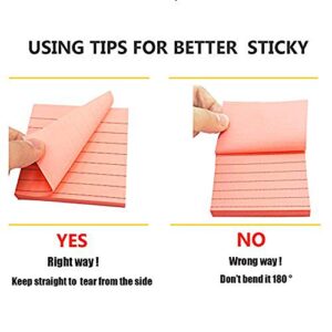 Sticky Note Pads 14 Pads Lined 3x3 inches Sticky Notes 7 Bright Colors Self-Stick Notes with Lines 80 Sheets/Pad Easy Post Individually Wrapped Red Pink Green White Yellow Orange Blue