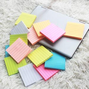 Sticky Note Pads 14 Pads Lined 3x3 inches Sticky Notes 7 Bright Colors Self-Stick Notes with Lines 80 Sheets/Pad Easy Post Individually Wrapped Red Pink Green White Yellow Orange Blue