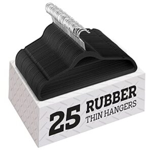 zober 25pk non-slip rubber coated hangers, space saving & 360° swivel hook