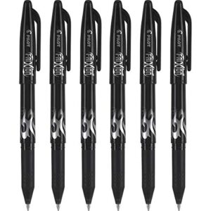 pilot, frixion ball erasable & refillable gel ink pens, fine point 0.7 mm, pack of 6, black
