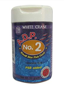 a.d.p. no.2 powder type, tropical fish food floating mini micro pellets for feed baby fry fish & small fish special high protein 60% fish feed 50 gram, growth fast & color enhancing