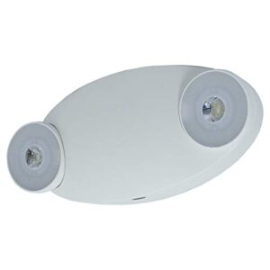 lfi lights | oval emergency light | white housing | two led adjustable round heads | hardwired with battery backup | ul listed | (1 pack) | el-m