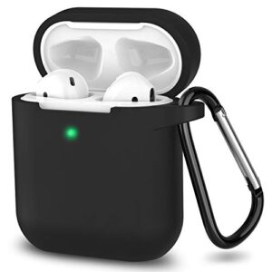 airpods case, full protective silicone airpods accessories cover compatible with apple airpods 1&2 wireless and wired charging case(front led visible),black