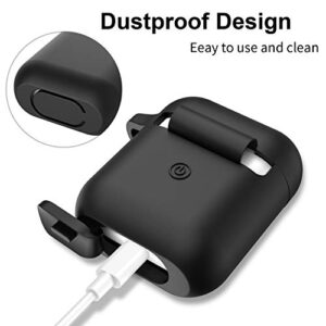 AirPods Case, Full Protective Silicone AirPods Accessories Cover Compatible with Apple AirPods 1&2 Wireless and Wired Charging Case(Front LED Visible),Black