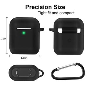 AirPods Case, Full Protective Silicone AirPods Accessories Cover Compatible with Apple AirPods 1&2 Wireless and Wired Charging Case(Front LED Visible),Black