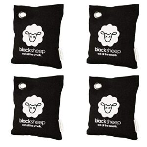 black sheep - bamboo charcoal natural air purifying bag - eliminates odors in homes, cars, bags, shoes, closets & more - 200g (4)