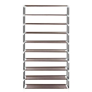 Shoe Storage Cabinet,10 Tiers 45 Pairs Mocha Shoe Rack with Dustproof Cover Organizer (Coffee)