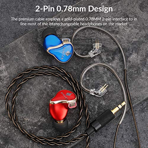 HIDIZS BL4.4 Replacement Audio Upgrade Cable, Detachable Earphone Cable 4.4mm Plug Headphone Balanced Cord- 2 Pin 0.78mm IEM Cable for MS4 MS2 MS1 KZ ES4 ZSR ZST ZSR ED16 ZS10 Headphones (4.4mm)