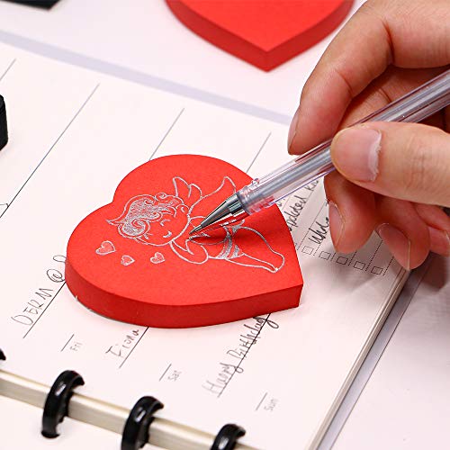 Eagle Cute Die-Cut Heart Shaped Sticky Notes, Red, 100 Sheets Per Pack, Pack of 1 (Red)