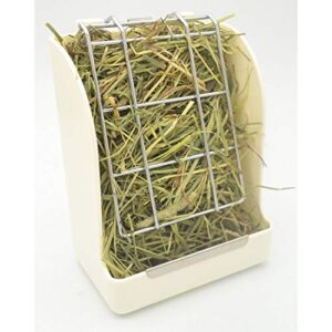 sunshinebio hay feeder less wasted hay rack manger for rabbit guinea pigs chinchilla (white,1 pack)