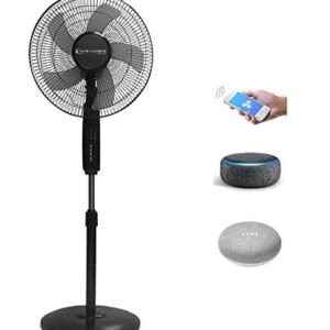 Technical Pro FXA16 WIFI Enabled 16 Inch Standing Fan With Oscillating Feature And Compatible With Amazon Alexa/Google Home Voice Control Smart Home 2.4G ONLY (Black)