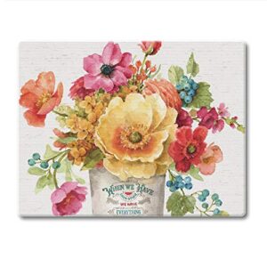 counterart country fresh floral decorative 3mm heat tolerant tempered glass cutting board 10” x 8” manufactured in the usa dishwasher safe