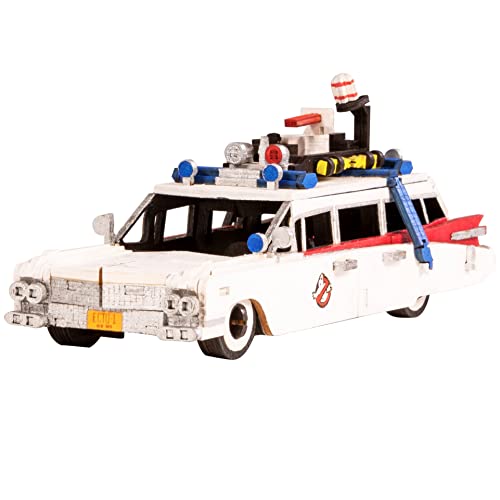 Ghostbusters Ectomobile 3D Wood Puzzle & Model Figure Kit (137 Pcs) - Build & Paint Your Own 3-D Movie Car Toy - Holiday Educational Gift for Kids & Adults, No Glue Required, 12+ 